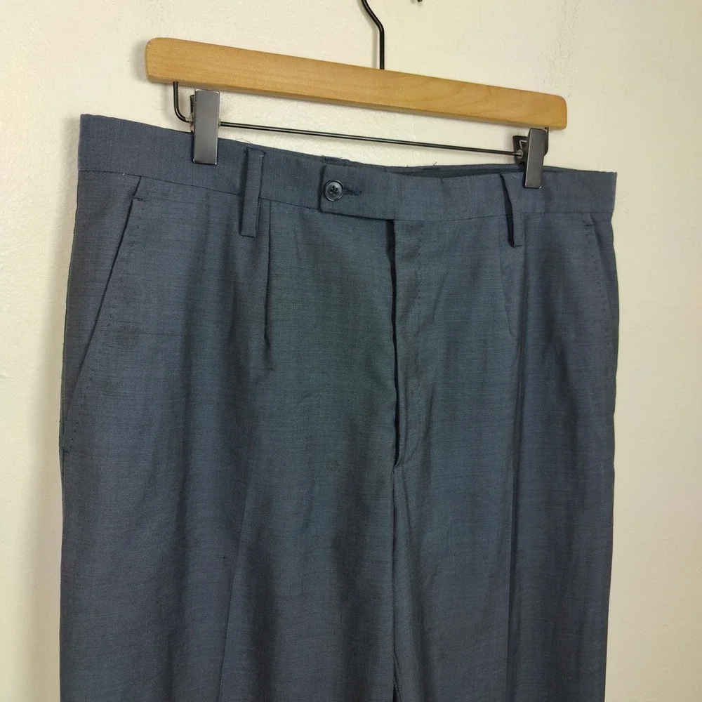 Dolce & Gabbana Dress Pants Mens 36‎ Blue Wool Blend Flat Front Career Casual